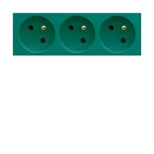 PC triple goul 2P+T 16A vert - APPAREILLAGE MURAL GALLERY HAGER WXF423V