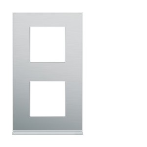 Plaque 2P V71 placage aluminiu - APPAREILLAGE MURAL GALLERY HAGER WXP2042