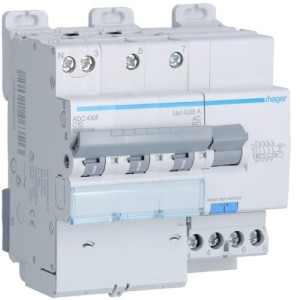 Disj.dif 3P+N 6-10kA C-10A 30m - DISJ. DIFF.3PH-N  HAGER ADC410F