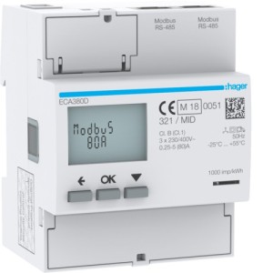 COMPTEUR TRI 80A AGARDIO MID - GESTION DU BATIMENT  HAGER ECA380D