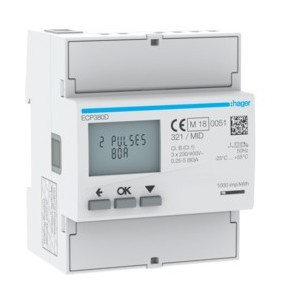 COMPTEUR TRI 80A MID - GESTION DU BATIMENT  HAGER ECP380D