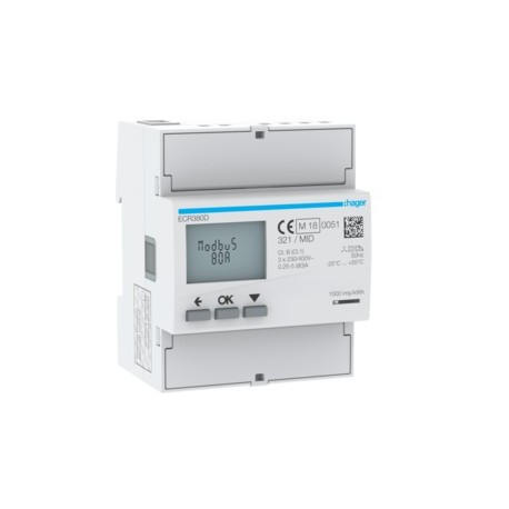 COMPTEUR TRI 80A MODBUS MID - GESTION DU BATIMENT  HAGER ECR380D