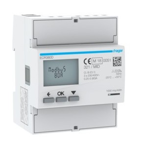 COMPTEUR TRI 80A MODBUS MID - GESTION DU BATIMENT  HAGER ECR380D