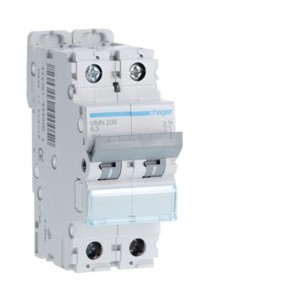 Disj.mag.2P 25kA 6.3A 2m - DISJONCTEURS MULTI.  HAGER MMN206