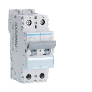 Disj.mag.2P 20kA 20A 2m - DISJONCTEURS MULTI.  HAGER MMN220