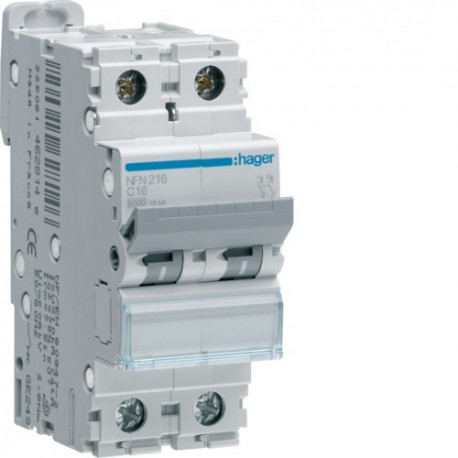 Disj.2P 6-10kA C-16A 2m - DISJONCTEURS MULTI.  HAGER NFN216