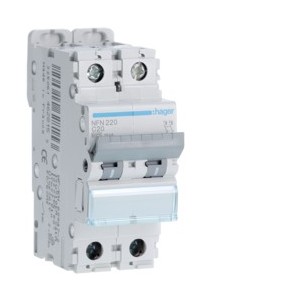 Disj.2P 6-10kA C-20A 2m - DISJONCTEURS MULTI.  HAGER NFN220