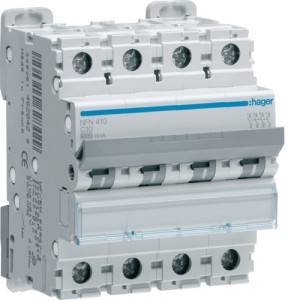 Disj.4P 6-10kA C-10A 4m - DISJONCTEURS MULTI.  HAGER NFN410