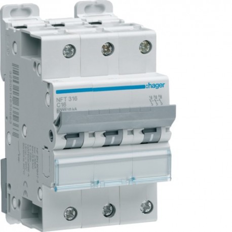 Disj.3P 6-10kA C-16A 3m - DISJONCTEURS MULTI.  HAGER NFT316
