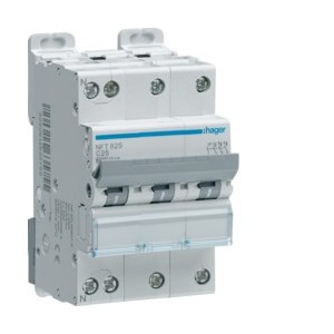 Disj.3P+N 6-10kA C-25A 3m - DISJONCTEURS MULTI.  HAGER NFT825