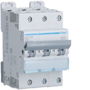 Disj.3P 6-10kA D-25A 3m - DISJONCTEURS MULTI.  HAGER NGT325