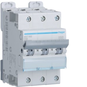 Disj.3P 6-10kA D-32A 3m - DISJONCTEURS MULTI.  HAGER NGT332