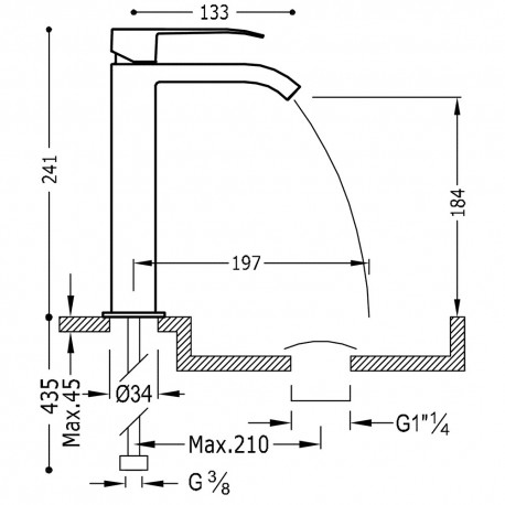 Mitigeur lavabo avec bec cascade - TRES 00661001