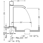 Mitigeur lavabo avec bec cascade - TRES 00661002
