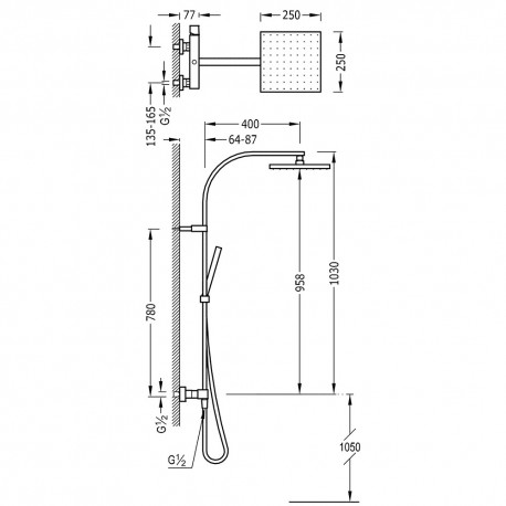 Ensemble mitigeur douche CUADRO Chrome - TRES 00719101