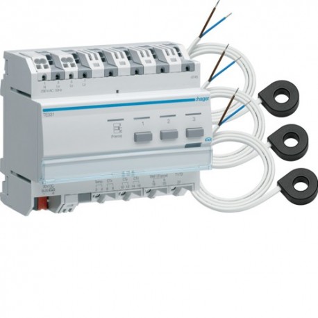 Indicateur conso KNX, 3 tores - TEBIS  HAGER TE332