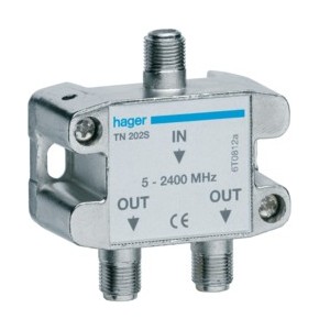 Répart. TV  2 sorties COAX - SYSTEMES VDI  HAGER TN202S