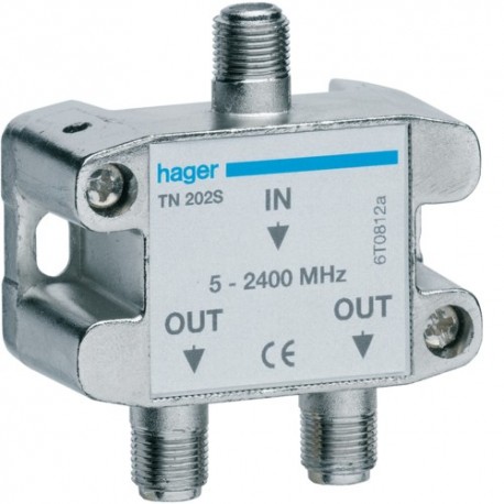 Répart. TV  2 sorties COAX - SYSTEMES VDI  HAGER TN202S
