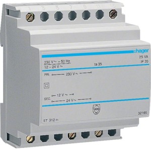 Transfo sécu 25VA 230/12-24V - COMMANDE SIGNAL  HAGER ST312