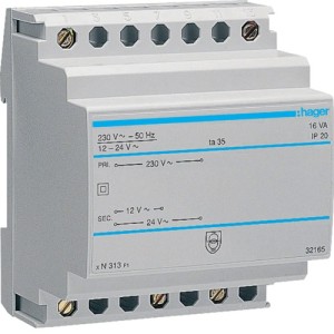 Transfo sécu 16VA 230/12-24V - COMMANDE SIGNAL  HAGER ST313