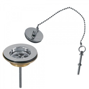 Bonde de lavabo sans trop‑plein  Bouchon en laiton avec chaînette - TRES 13463910