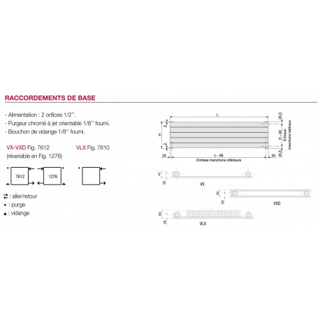 Radiateur chauffage central ACOVA - FASSANE horizontal double  762W VXD-051-080