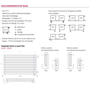 Radiateur chauffage central ACOVA - FASSANE Pack VLXD horizontal double à ailettes  950W VLXD-037-080