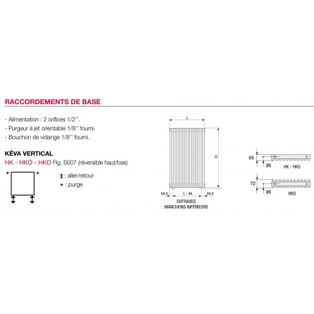 Radiateur chauffage central ACOVA - KEVA vertical double  1508W HKD-200-042