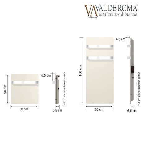 Sèche-serviettes à inertie TACTILO Carré Terre Lunaire 800W - Valderoma TL08BSA