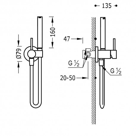 Mitigeur encastrable pour bidet/wc - TRES 134122