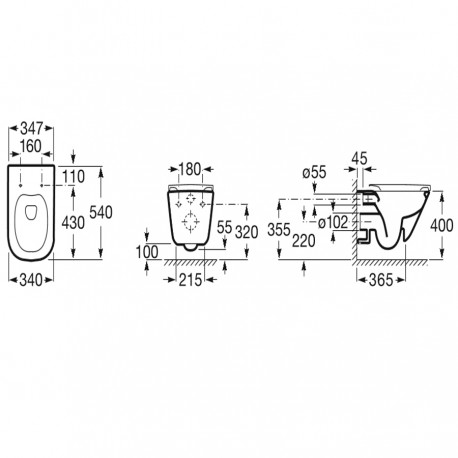 Pack Wc Suspendu Clean Rim The Gap - ROCA A34H47L000