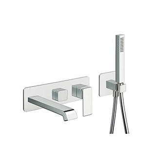 Façade externe Quadri S Chromé bain douche mural 2 sorties  - CRISTINA ONDYNA QS10251