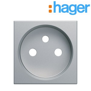 Enjoliveur prise de courant 2 pôles titane GALLERY HAGER WXD100T